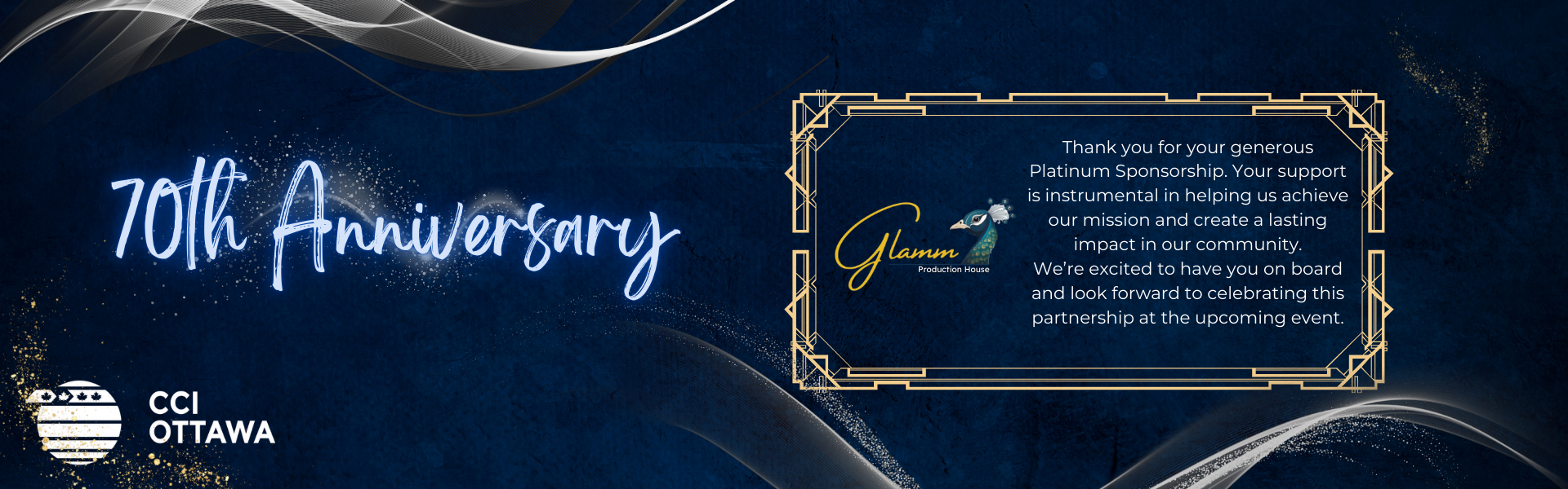 Glamm Event Designs - Platinum Sponsor for CCI Ottawa 70th Anniversary Gala