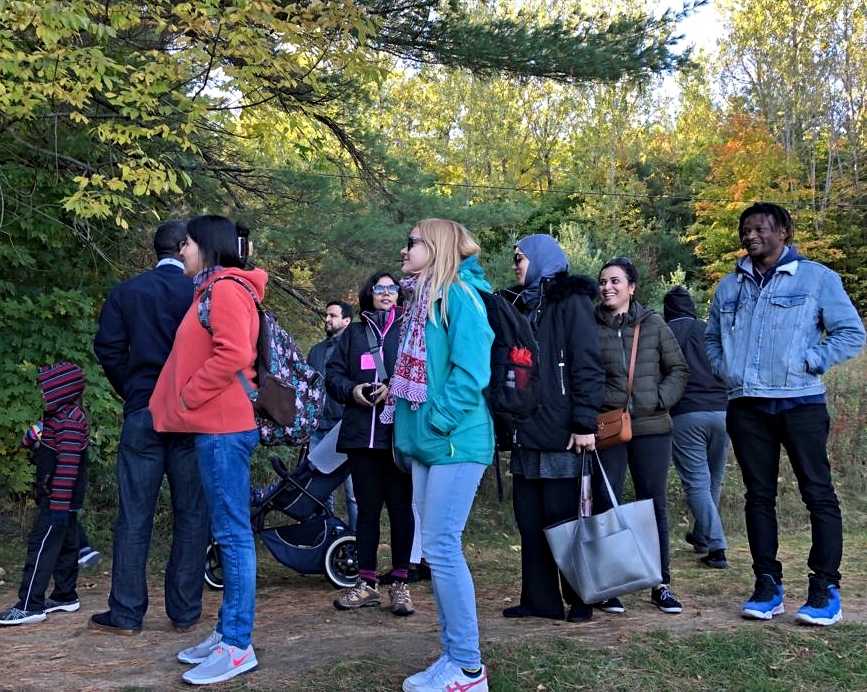 group of people on a walk
